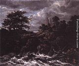 Jacob van Ruisdael Waterfall by a Church painting